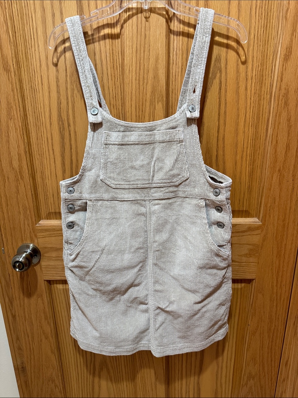 American Eagle Cream Corduroy Dress with Front Pocket